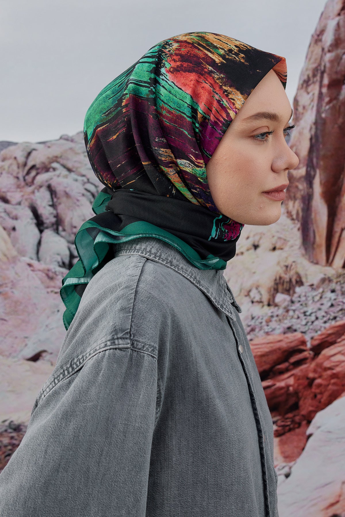Desenli Soft Pamuk Eşarp Colors