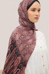 Etnik Desen Bambu Crash Şal Burgundy