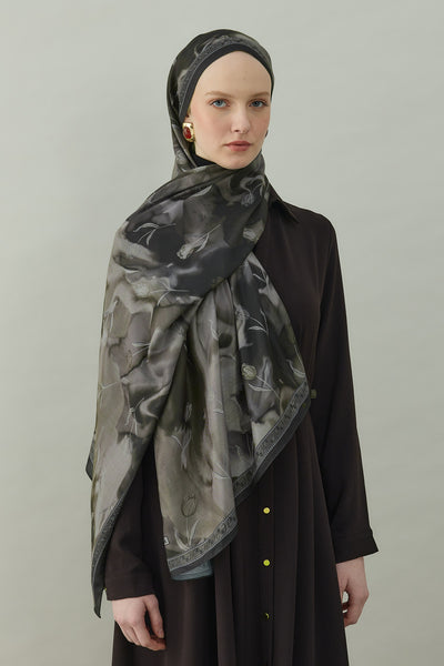 Bowery Tulip Era Desen Şal Deep Green